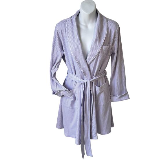 Lauren by Ralph Lauren Other - Ralph Lauren Robe Women Small Blue White Striped Cotton Flannel Kimono Wrap Tie